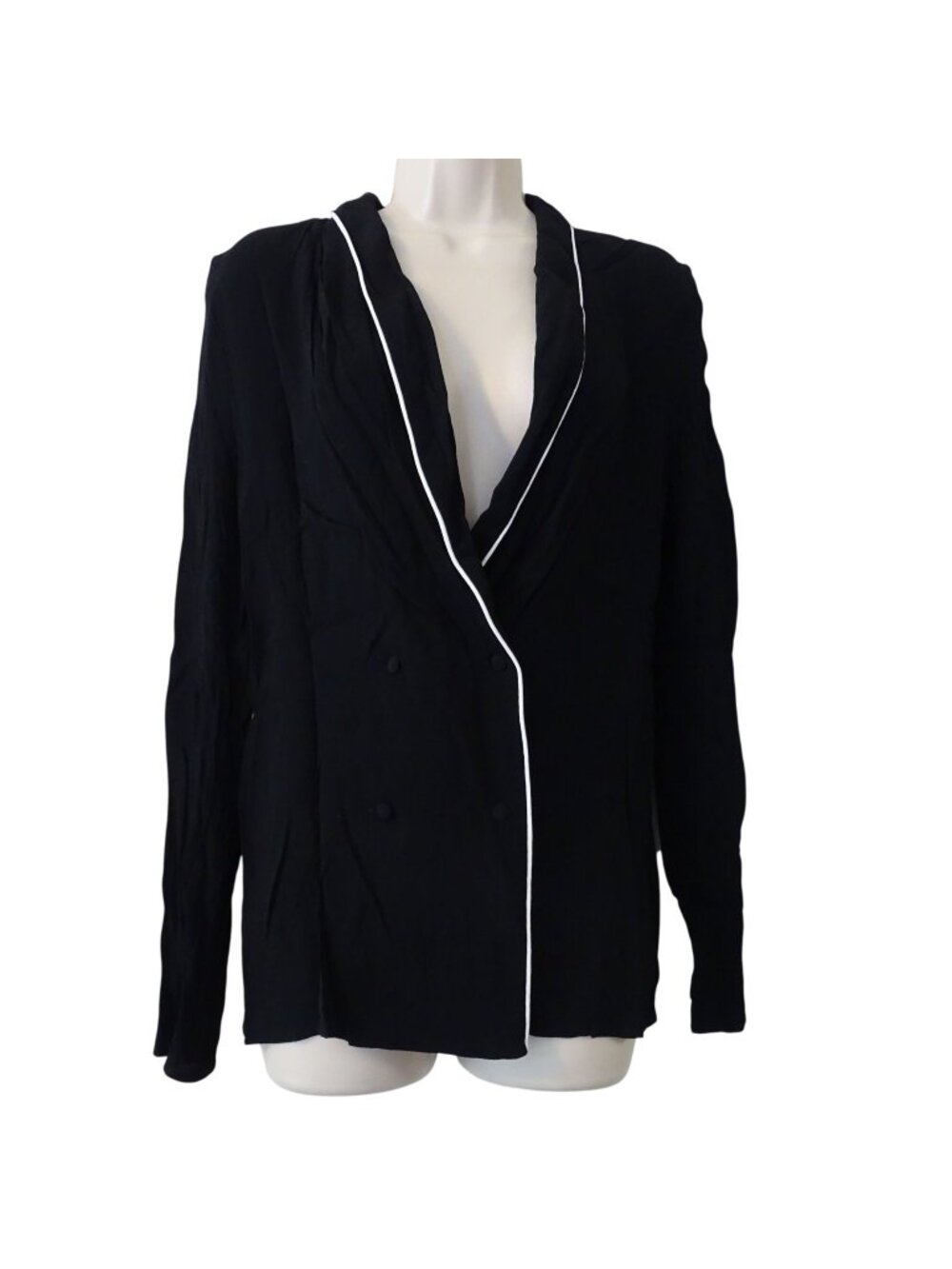 Sweewe Paris Black Double Breasted Blazer Women Size S/M Office Lightweight